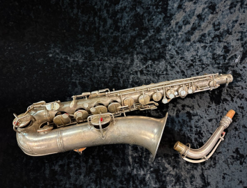 Photo Vintage Silver Plated C.G. Conn C-Melody Saxophone, Serial #99544